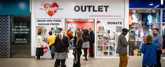 Customers outside The Lewis Foundation outlet