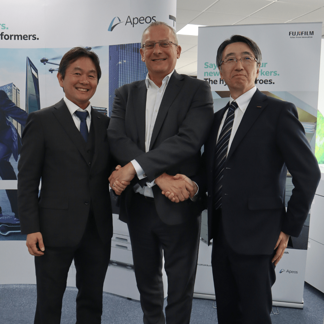 Tsutomu Watanabe, Managing Director, Fujifilm UK, Andy Moffat, CEO, Aurora and Taku Ueno, Senior Vice President, Fujifilm