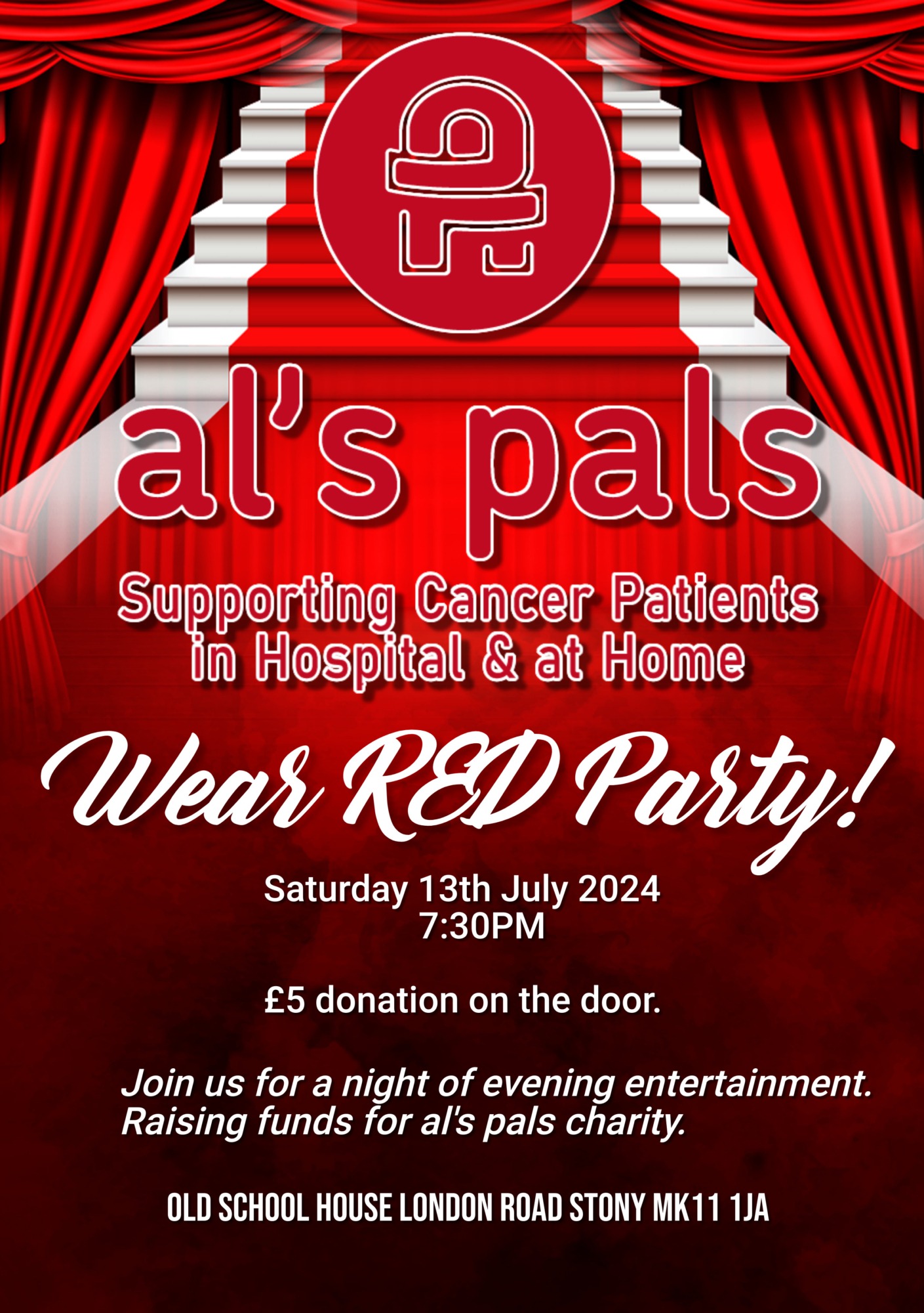 Als pals wear red party Saturday 13th July on our wear red for AL day at stony | Northamptonshire Chamber of Commerce