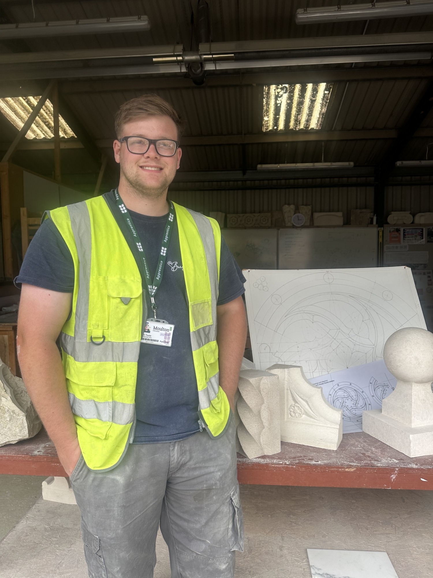 Moulton College stonemasonry apprentice Ben Teale