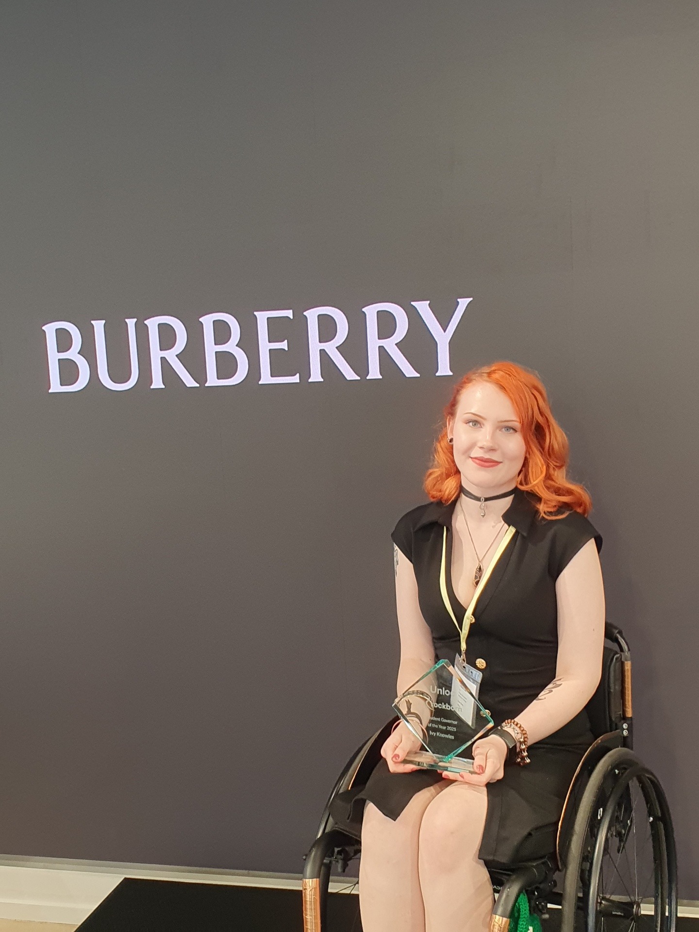 Ivy was presented with the award at Burberry HQ in London