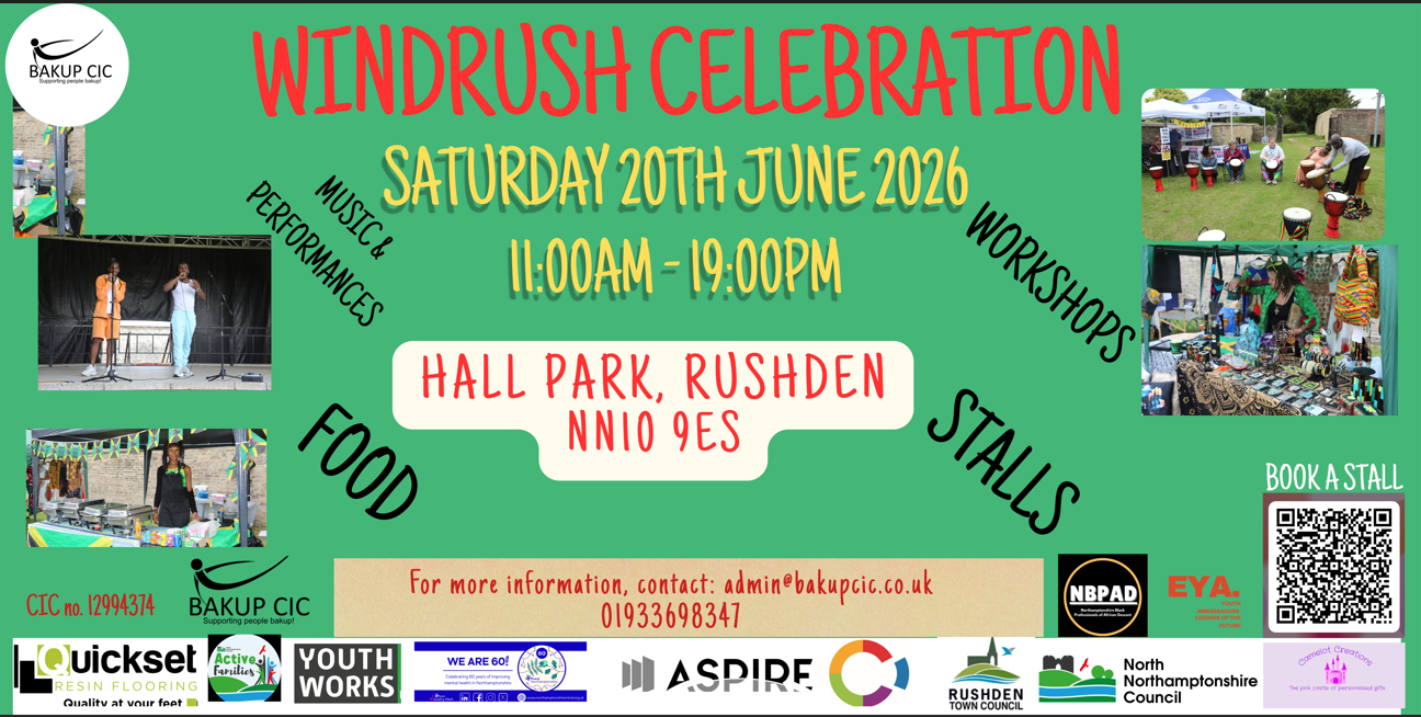 Windrush Celebration Rushden Hall Park 20th June 2026! | Northamptonshire Chamber of Commerce