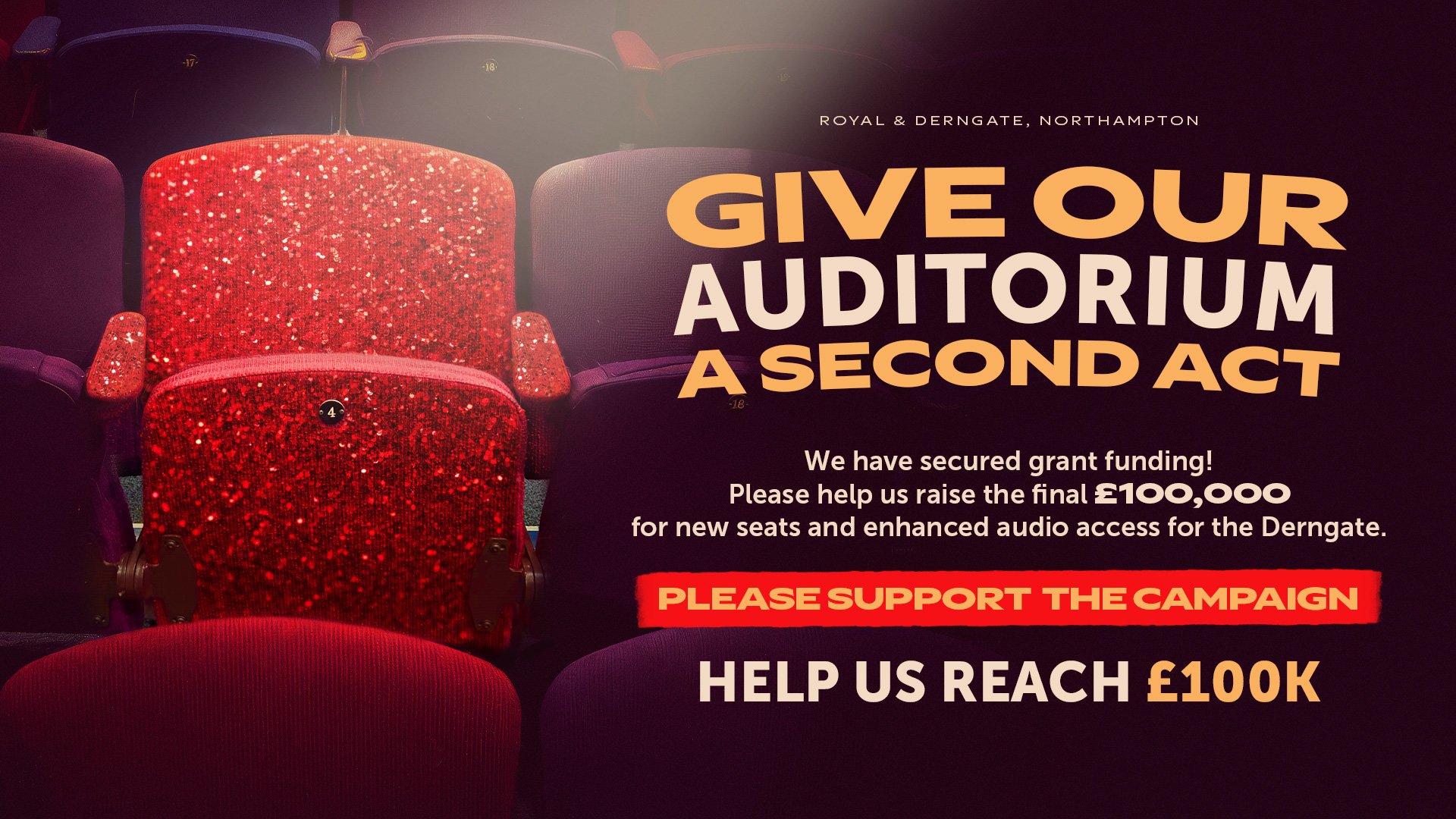 Theatre launches fundraising campaign to support Derngate auditorium seat refurbishment | Northamptonshire Chamber of Commerce