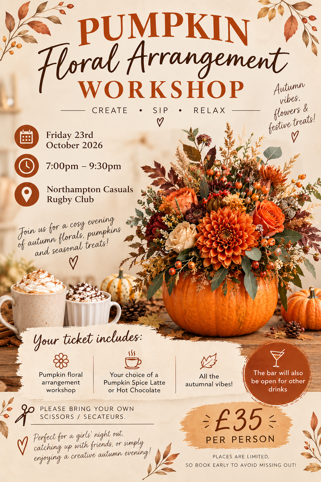 🍂🎃 PUMPKIN FLORAL ARRANGEMENT WORKSHOP 🎃🍂 | Northamptonshire Chamber of Commerce